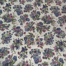 Load image into Gallery viewer, Original 1940's White Crepe Dressmaking Fabric with Floral Print in Purple, Pink, Blue and Green - 35" x 132" *