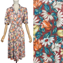 Load image into Gallery viewer, Original 1940's Home Sewn Floral Crepe Day Dress - Bust 34 36