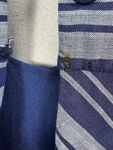 Load image into Gallery viewer, Original 1940's Navy Blue and Grey Linen Stripe Day Dress - Bust 36