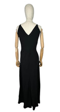 Load image into Gallery viewer, Original 1940's Bias Cut Black Crepe Full Length Evening Dress with Sequin Trim - Bust 36 38 *