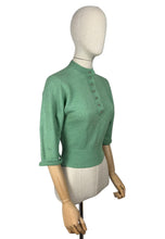 Load image into Gallery viewer, Original 1950's Green Wool Dolman Sleeve Jumper with Metal Buttons - Bust 32 34 *