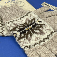 Load image into Gallery viewer, Vintage Pure Wool Fair Isle Gloves in Brown, Cream and Yellow