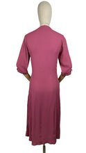 Load image into Gallery viewer, Original 1940's Dusky Pink Crepe Dress with Ruffles, Soutache and Beading - Bust 34 35 *