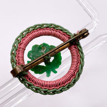 Load image into Gallery viewer, Original 1940's Pink and Green Wartime Make Do and Mend Wirework Brooch with Pretty Flower Middle *