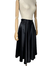 Load image into Gallery viewer, Original 1950’s Inky Black Satin Full Circle Skirt - Waist 25 26 *