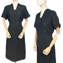 Load image into Gallery viewer, Original 1950's Marldena Model Little Black Lace Cocktail Dress with Beading - Bust 40 42 *