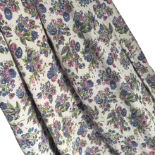Load image into Gallery viewer, Original 1940's White Crepe Dressmaking Fabric with Floral Print in Purple, Pink, Blue and Green - 35" x 132" *