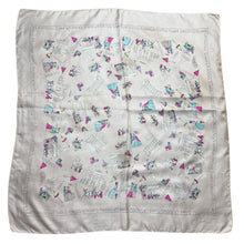 Load image into Gallery viewer, Original 1950's Fine Silk French Tourist Scarf from Paris - Beautifully Intricate Scenes - Great Headscarf