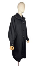 Load image into Gallery viewer, Original 1950's Hilmorn Reg'd Inky Black Wool Coat with Astrakhan Fur Trim - Bust 42 44