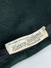 Load image into Gallery viewer, Original 1950’s Bottle Green Felt Hat With Pretty Felt Flower Trim *