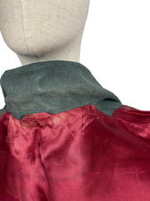 Load image into Gallery viewer, Original 1950's Women's Royal Voluntary Service Green Wool Jacket with Cherry Red Lining - Bust 38 *
