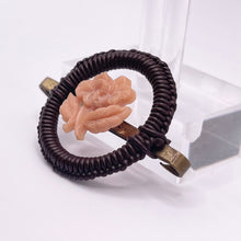 Load image into Gallery viewer, Original 1940's Brown and Peach Wartime Make Do and Mend Wire Brooch with Flower Button Middle *