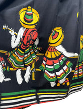 Load image into Gallery viewer, Original 1950's Black Cotton Skirt with Novelty Mexican Print - Waist 25 *