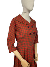 Load image into Gallery viewer, Original 1950's Red and Brown Check Wool Dress - Bust 34 35 *