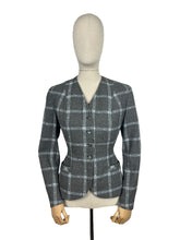 Load image into Gallery viewer, Original 1940’s Crayson Model Lightweight Wool Jacket in Grey, Blue and Black Check - Bust 36"