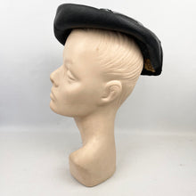 Load image into Gallery viewer, Original 1950's Fine Black Straw Hat with Net and Bead Trim *