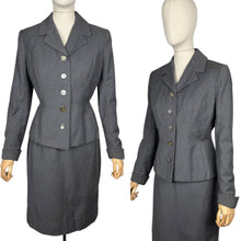 Load image into Gallery viewer, Original 1950's Mornessa Grey Worsted Wool Single Breasted Skirt Suit - Bust 36 38