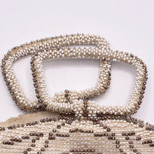 Load image into Gallery viewer, Original Czechoslovakian 1930's Ivory and Bronze Beaded Evening Bag - Charming Little Bag *