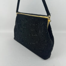 Load image into Gallery viewer, Original 1950's Black and Gold Heavily Beaded Evening Bag