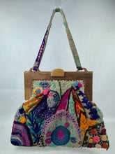 Load image into Gallery viewer, Original Early 20th Century Wool Embroidered Bag with Wooden Frame