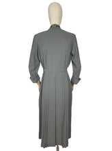 Load image into Gallery viewer, Original 1940's Grey Wool Crepe Belted Dress with Beaded Bodice and Cuff Detail - Bust 38 *