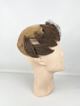 Load image into Gallery viewer, Original 1950's Brown Velvet and Net Hat with Leaf Decoration by Marshall & Snelgrove *