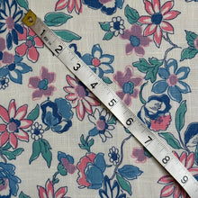 Load image into Gallery viewer, Original 1940's 1950's Floral Linen White, Blue, Green and Pink Tootal Brand Dressmaking Fabric - 35" x 66"