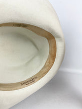 Load image into Gallery viewer, Original 1930's Ivory Felt Fedora Hat with Black Grosgrain Trim