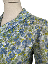 Load image into Gallery viewer, Original Vintage 1950's 1960's Floral Cotton Summer Dress in Blue, Green and White - Bust 36