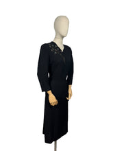 Load image into Gallery viewer, Original 1940's Kay Carter Black Crepe Floral Studded Cocktail Dress - Bust 36 *