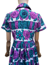 Load image into Gallery viewer, Original 1950's Cotton Dress in White, Green, Pink and Blue - Bust 36
