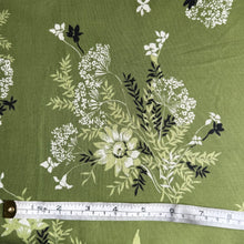 Load image into Gallery viewer, Original 1950's Green Floral Cotton Fabric with Calpreta Permanent Lustre Finish - 35" x 140" *