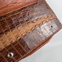 Load image into Gallery viewer, Original 1930’s Genuine Crocodile Skin Clutch Bag in Dark and Mid Brown