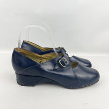 Load image into Gallery viewer, Original 1940's CC41 Blue Leather Shoes with Buckle Fastening - UK 3 3.5