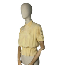 Load image into Gallery viewer, Original 1930's 1940’s Buttermilk Crepe Embroidered Button Back Blouse - As Is - Bust 34
