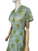 Load image into Gallery viewer, Original 1950's White, Blue, Green and Black Nylon Belted Day Dress - Bust 38 *