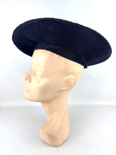 Load image into Gallery viewer, Original 1940's Midnight Blue Fine Straw Beret With Soutache and Glass Beading