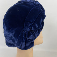 Load image into Gallery viewer, Original 1940's Blue Velvet Beret Hat with Large Bow Trim by Jacoll