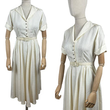 Load image into Gallery viewer, Original 1950's Ivory Mode O'Day Belted Day Dress with Button Bodice - Bust 34 *
