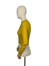 Load image into Gallery viewer, Reproduction 1940's Cable Knit Cardigan with Long Sleeves and Brown Buttons - Bust 32 34