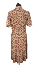 Load image into Gallery viewer, Original 1930's Brown Cotton Day Dress with Pretty Floral Print in Cream and Pink - Bust 32 *