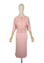 Load image into Gallery viewer, Original 1950's Soft Pink Pure Wool Skirt, Belt and Cardigan Knit Set by Tobanna Knit Fashions - Bust 36