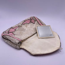 Load image into Gallery viewer, Original 1930's White, Pink and Silver Beaded Evening Bag - Pretty Purse with Mirror *