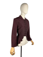 Load image into Gallery viewer, Wounded But Wearable Original 1940's Dark Brown Double Breasted Jacket with Scalloped Edge