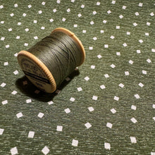 Load image into Gallery viewer, Original 1950's Dress Length of Sage Green Rayon with Off-White Polka Dot Squares Dressmaking Fabric - 35" x 176" *