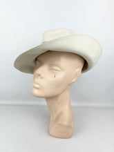Load image into Gallery viewer, Original 1930's Ivory Felt Fedora Hat with Black Grosgrain Trim