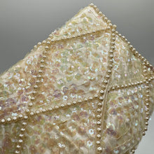 Load image into Gallery viewer, Vintage Bead and Sequin Evening Clutch Bag in Cream and Pastel Shades