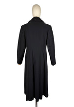 Load image into Gallery viewer, Original 1940's Inky Black Wool Coat with Faux Astrakhan Collar and Glass Buttons - Bust 38 40