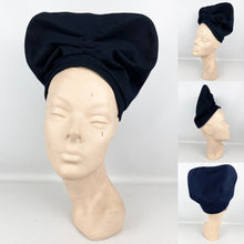 Load image into Gallery viewer, Incredible Original 1940's Midnight Blue Felt Turban Hat by Lincoln Bennett *