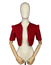 Load image into Gallery viewer, 1940's Reproduction Hand Knitted Bolero in Christmas Red - B34 36 38 40 42